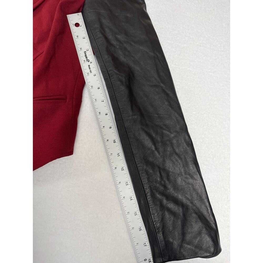Rebecca minkoff Della wool blend / leather blazer red black small - Picture 10 of 14